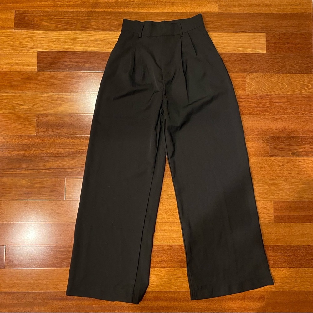 black high waisted wide leg trousers pants